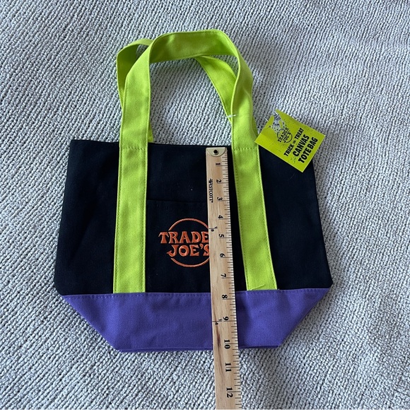 Trader Joe’s Tri Color Black and Purple Mini Canvas Tote Bag - Picture 3 of 4